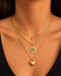 Collier Multicouche Cœur & Arbre de Vie Doré