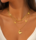 Collier Papillon Multicouche Doré